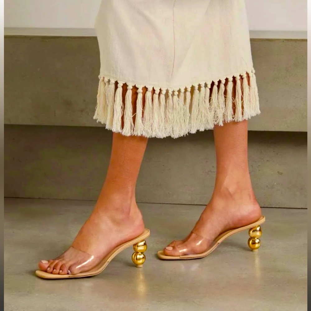 Cult Gaia Gigi Sandal transparent strap with gold Spherical Heel Size 39/9